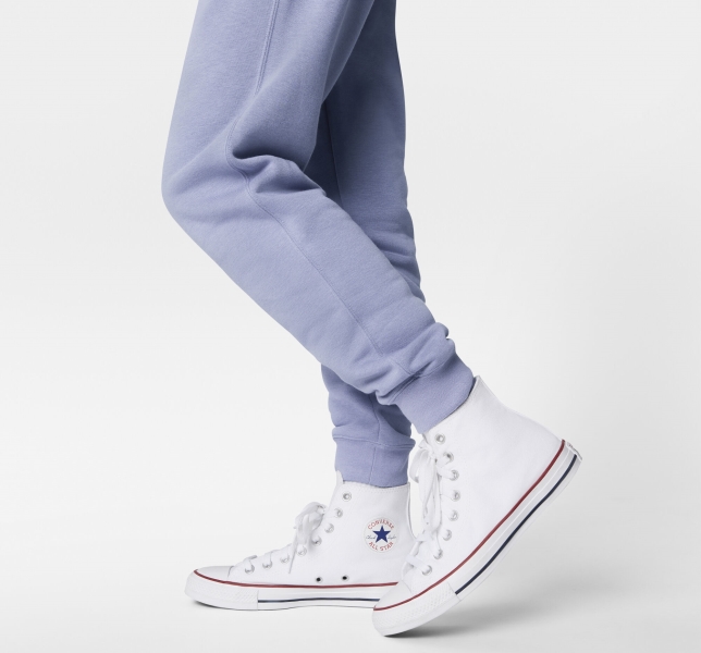 Men's Converse Go-To Embroidered Star Chevron Standard Fit Fleece Pants Purple | 012-OAGXRF