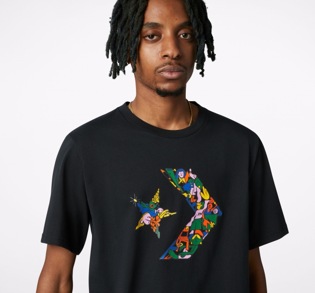 Men's Converse Forward Graphic T Shirts Black | 156-NVWLMS