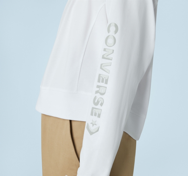 Women's Converse Knit Open Back Neck Sweatshirts White | 608-VLEAJI