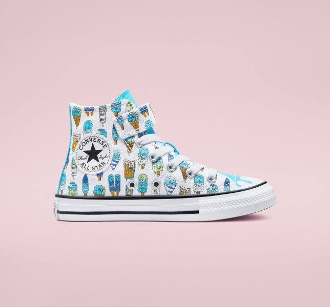 Kids' Converse Chuck Taylor All Star Easy-On Frozen Treats Canvas Shoes White / Blue / Light Green | 560-JGOMXQ