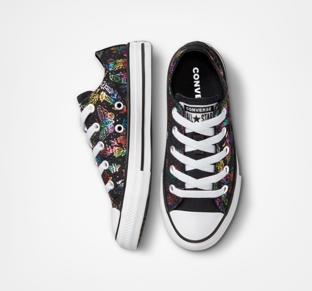 Kids' Converse Chuck Taylor All Star Butterfly Shine Canvas Shoes Black / Pink / Purple / Blue | 832-CZMBLT