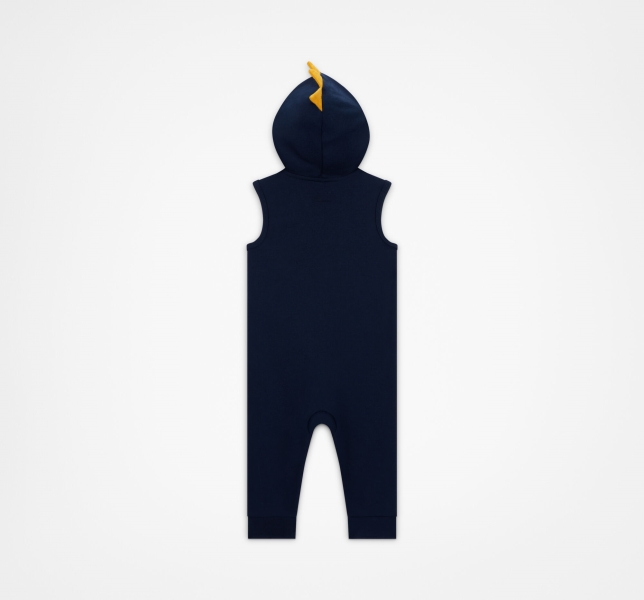 Kids' Converse Dino Explorer Hooded Coverall Bodysuit Navy | 749-CKEMQX
