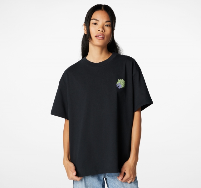 Women's Converse Desert Rave Oversized Art T Shirts Black | 635-JMNCUO