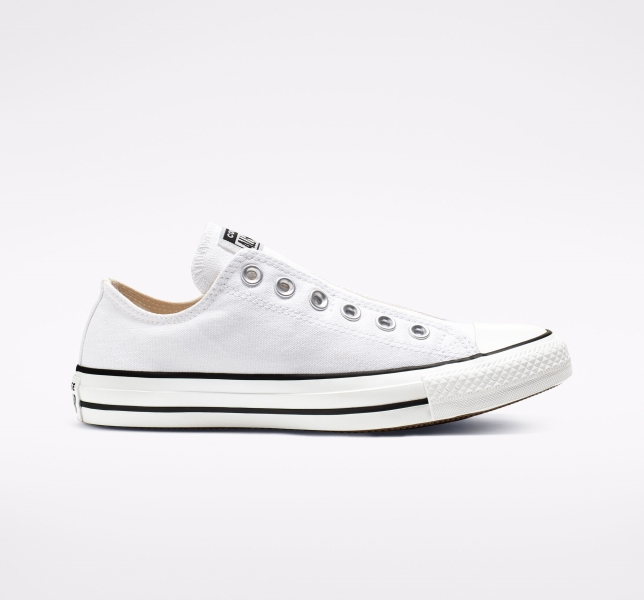 Women's Converse Chuck Taylor All Star Slip Canvas Shoes White / Black / White | 076-EZSTXA