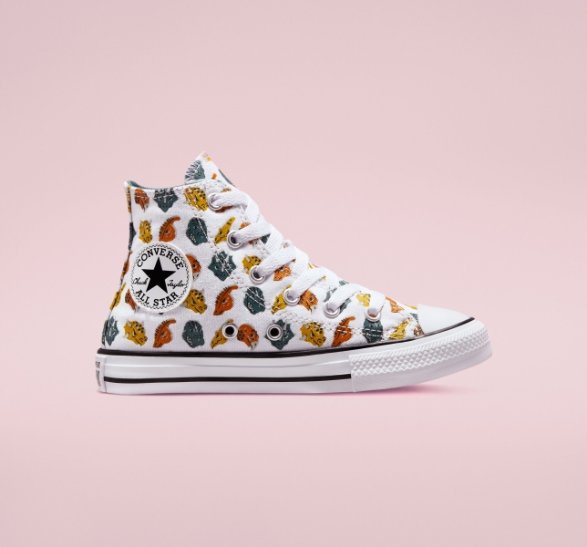 Kids' Converse Chuck Taylor All Star Dino Daze Canvas Shoes White / Deep Green / Black | 682-VTXBQZ