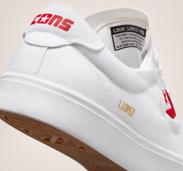 Women's Converse Louie Lopez Pro Low Tops White / Red / White | 267-INUXMT