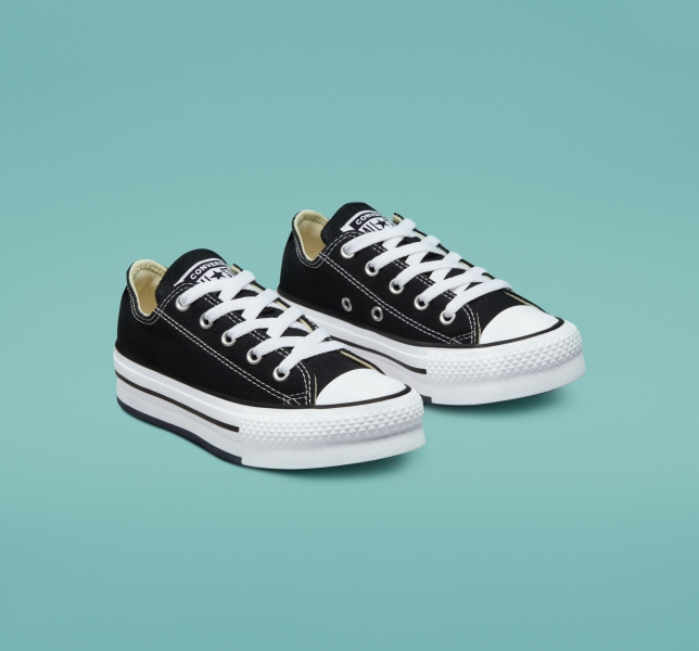 Kids' Converse Chuck Taylor All Star Lift Platform Shoes Black / White / Black | 807-YECQOM