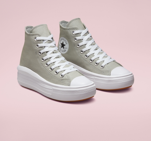 Women's Converse Chuck Taylor All Star Move Platform Shoes Olive / White / White | 718-KSDJVX