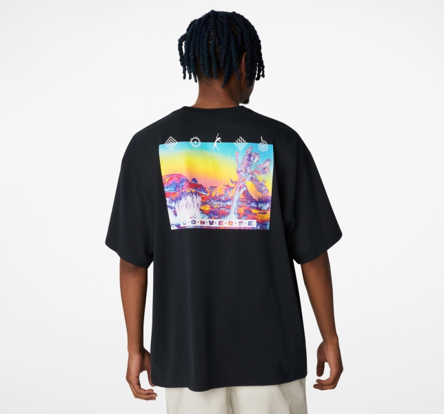 Men's Converse Inverted Desert Graphic T Shirts Black | 281-IOEVFA