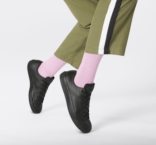 Women's Converse Chuck Taylor All Star Leather Low Tops Black | 201-WFXSOU