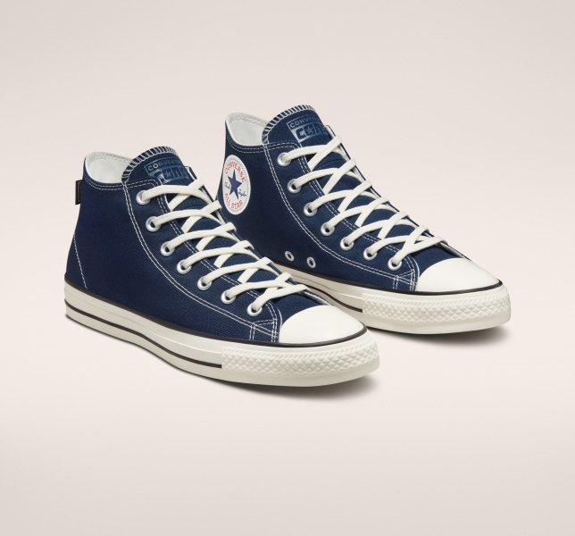 Men's Converse Chuck Taylor All Star Pro Mid Renew Canvas Skate Shoes Navy / Black | 014-PLVTAD