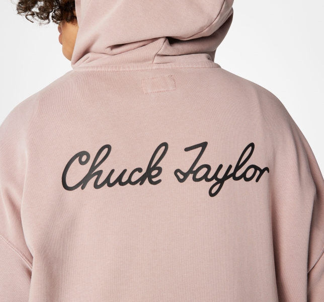 Men's Converse Go-To Chuck Taylor Patch Loose Fit Hoodie Grey Purple | 390-EZYNOG