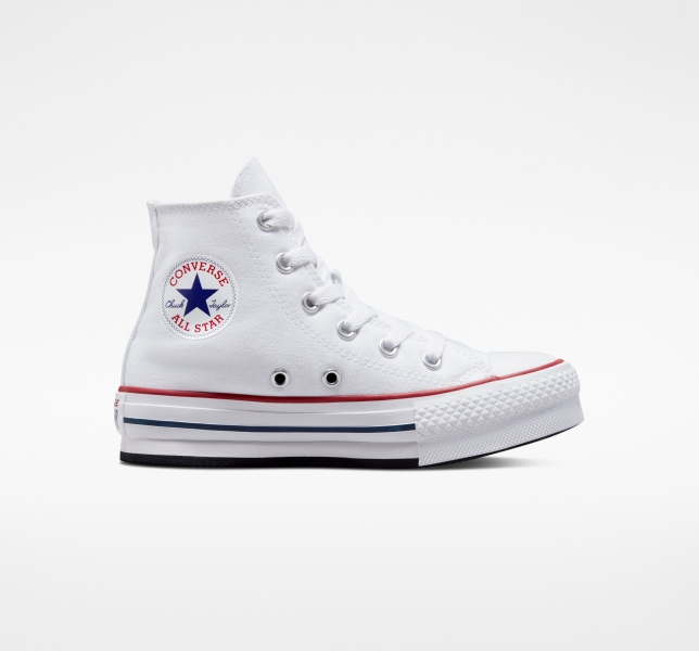 Kids' Converse Chuck Taylor All Star Lift Platform Shoes White / Dark Red / Navy | 258-LXEUIM