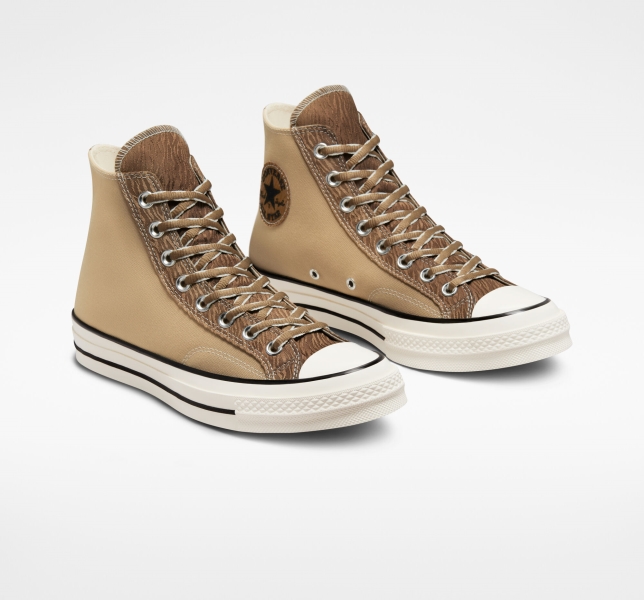 Men's Converse Chuck 70 Mixed Materials Canvas Shoes Khaki / Brown | 613-DIAFBK