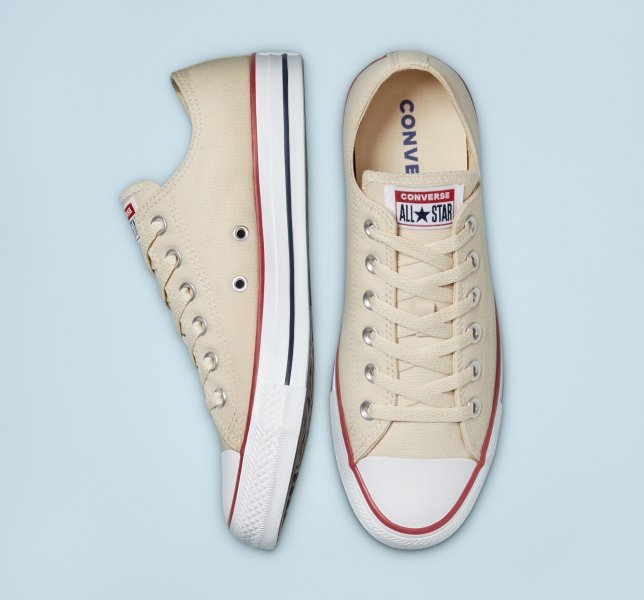 Men's Converse Chuck Taylor All Star Classic Canvas Shoes Beige White | 925-XEKSOR