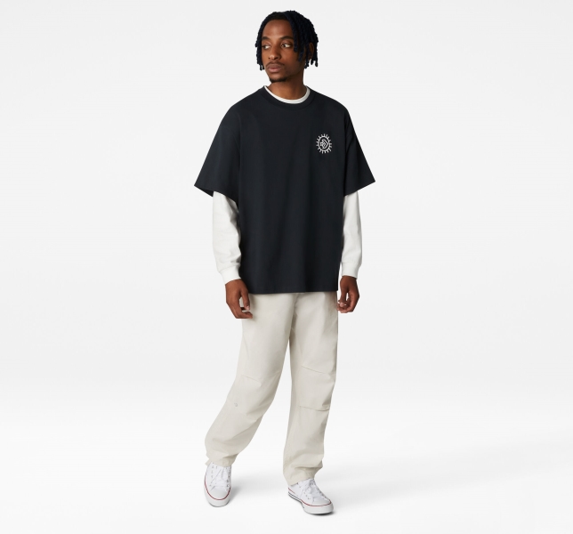 Men's Converse Inverted Desert Graphic T Shirts Black | 281-IOEVFA