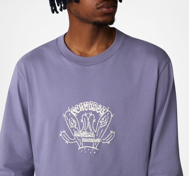 Men's Converse Desert Graphic Long Sleeve T Shirts Purple | 023-FZICQM