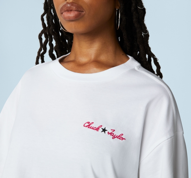 Women's Converse All Star Oversized T Shirts White | 301-DVWZEC