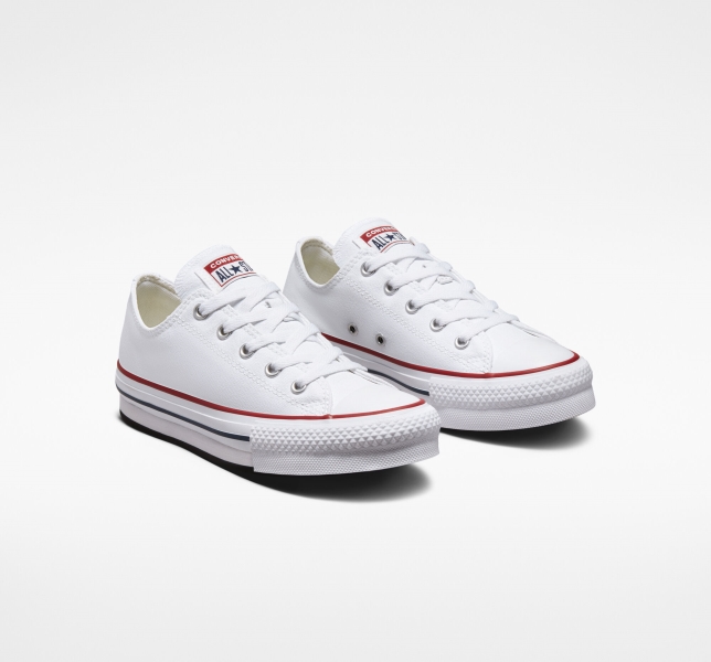Kids' Converse Chuck Taylor All Star Lift Platform Shoes White / Dark Red / Navy | 258-LXEUIM