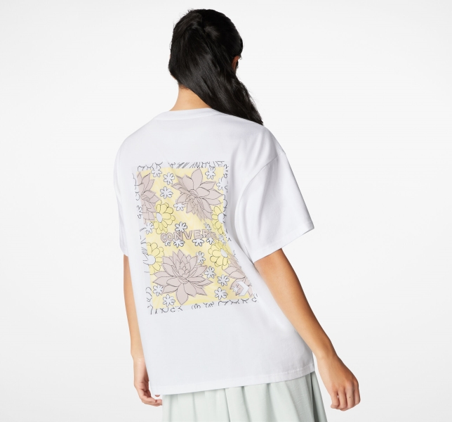 Women's Converse Desert Rave Oversized Art T Shirts White | 890-KPVXWH