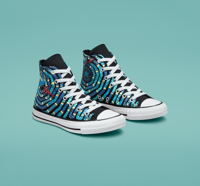 Kids' Converse Chuck Taylor All Star Snake Canvas Shoes Black / Purple | 690-PRXHUW