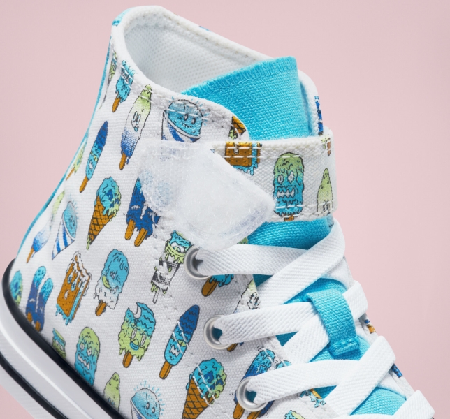 Kids' Converse Chuck Taylor All Star Easy-On Frozen Treats Canvas Shoes White / Blue / Light Green | 703-MDJLXP