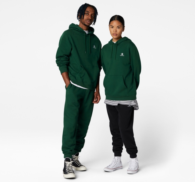 Men's Converse Go-To Embroidered Star Chevron Standard Fit Fleece Hoodie Multicolor | 368-AGPHCN