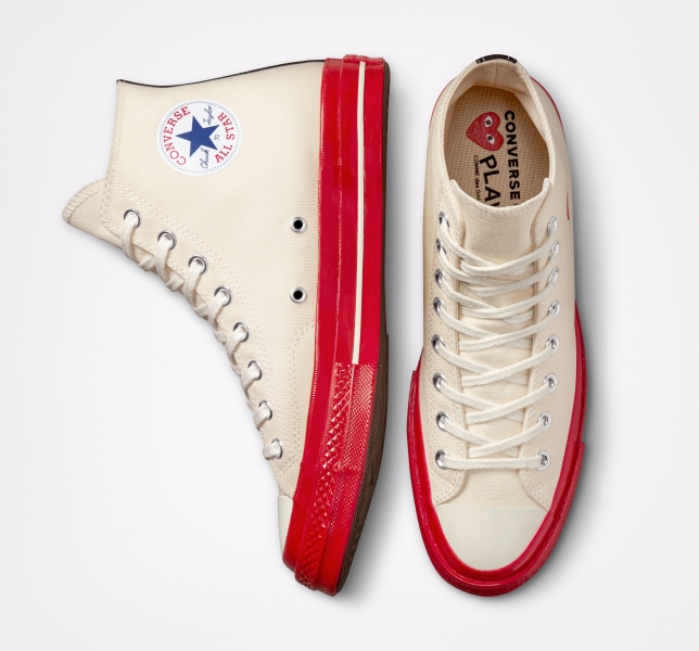 Men's Converse Comme des PLAY Chuck 70 Canvas Shoes Red | 810-TSGBXK