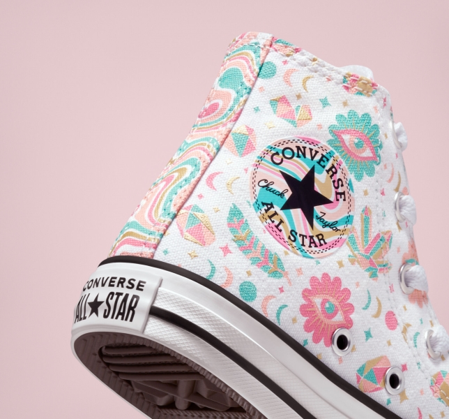 Kids' Converse Chuck Taylor All Star Mystic Gems Canvas Shoes White / Pink / Coral | 037-HUXMYR