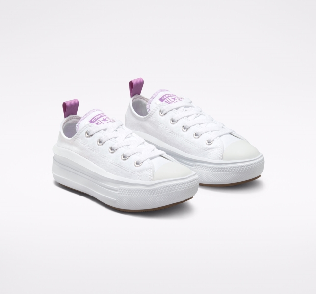 Kids' Converse Chuck Taylor All Star Move Platform Shoes White / Purple / White | 673-VSXWNE