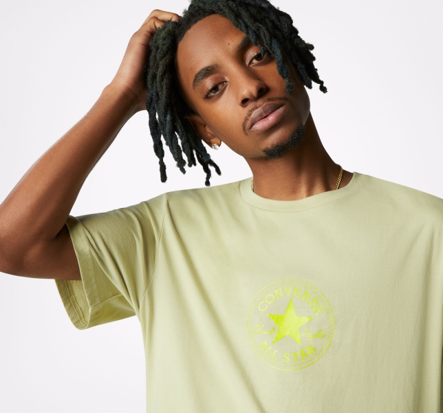 Men's Converse Tonal All Star Patch Graphic T Shirts Olive | 038-LEQGAP