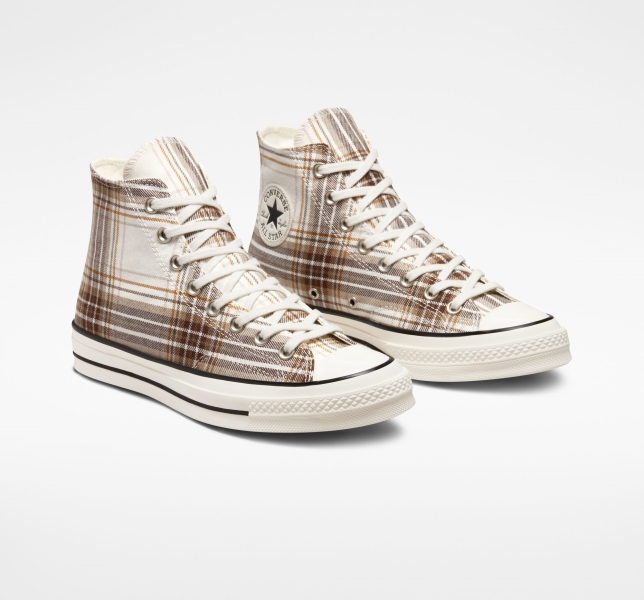 Men's Converse Chuck 70 Tartan Canvas Shoes Black | 958-HBOESR