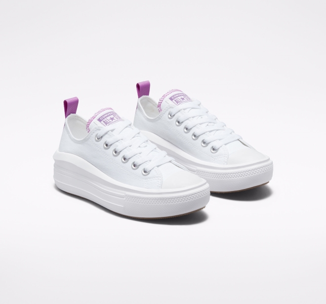 Kids' Converse Chuck Taylor All Star Move Platform Shoes White / Purple / White | 049-SGABPO