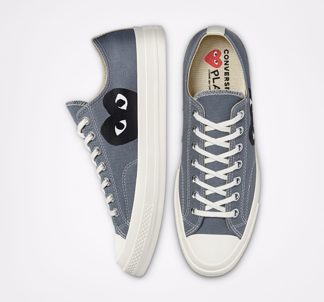 Women's Converse Comme des PLAY Chuck 70 Low Tops Grey / Black | 624-YFIQJB
