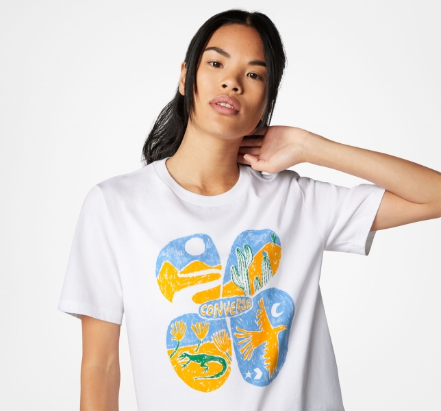 Women's Converse Artist Short Sleeve T Shirts White | 849-AOVFIL