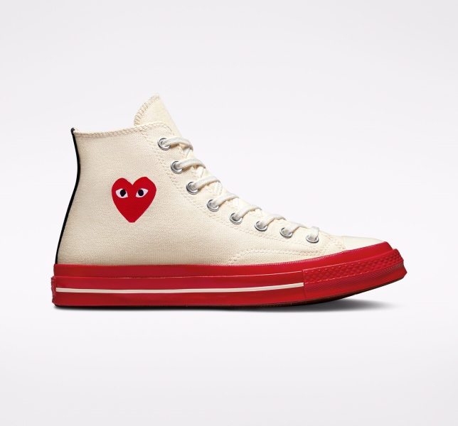Men's Converse Comme des PLAY Chuck 70 Canvas Shoes Red | 810-TSGBXK