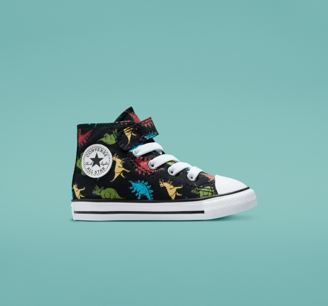 Kids' Converse Chuck Taylor All Star Easy-On Dinosaurs Canvas Shoes Black / Red / Blue | 153-TPYXMF