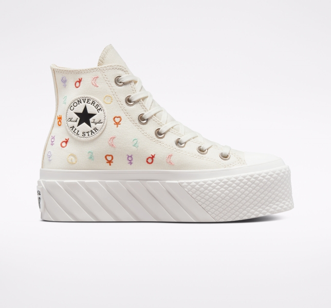 Women's Converse Chuck Taylor All Star Lift 2X Mystic Symbols High Tops White | 826-DAEGRI