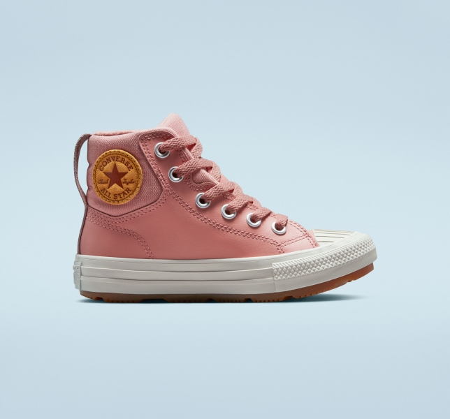 Kids' Converse Leather Chuck Taylor All Star Berkshire Boots Red Pink / Red Pink | 084-RIKQCN