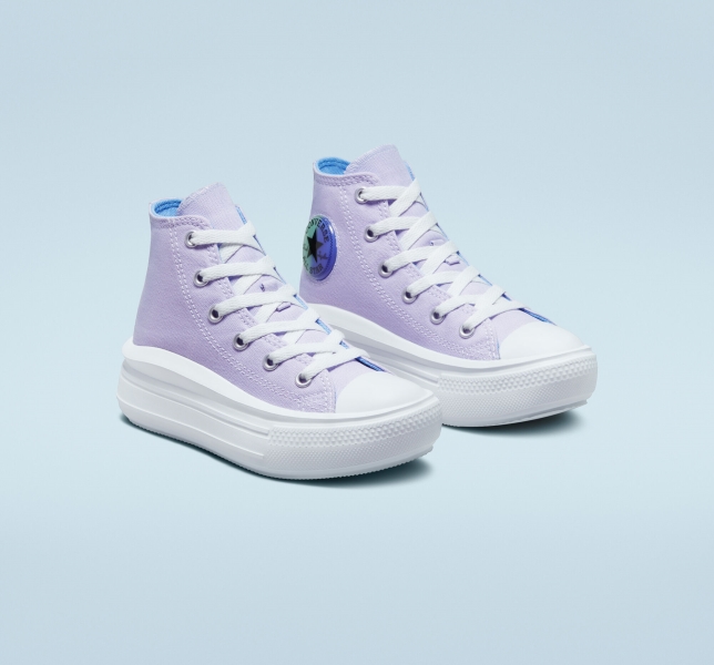 Kids' Converse Chuck Taylor All Star Move Gel Patch Platform Shoes Purple / Royal | 193-OPWTCH