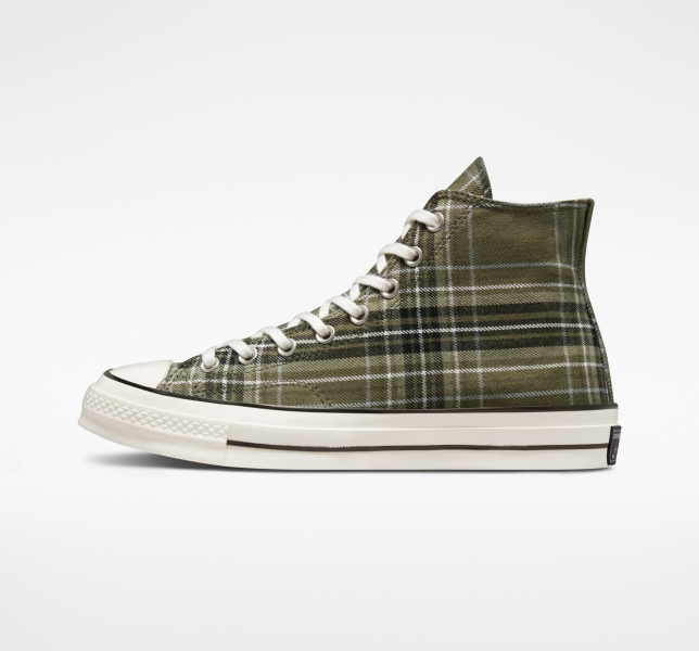 Men's Converse Chuck 70 Tartan Canvas Shoes Black | 825-LRFBGK