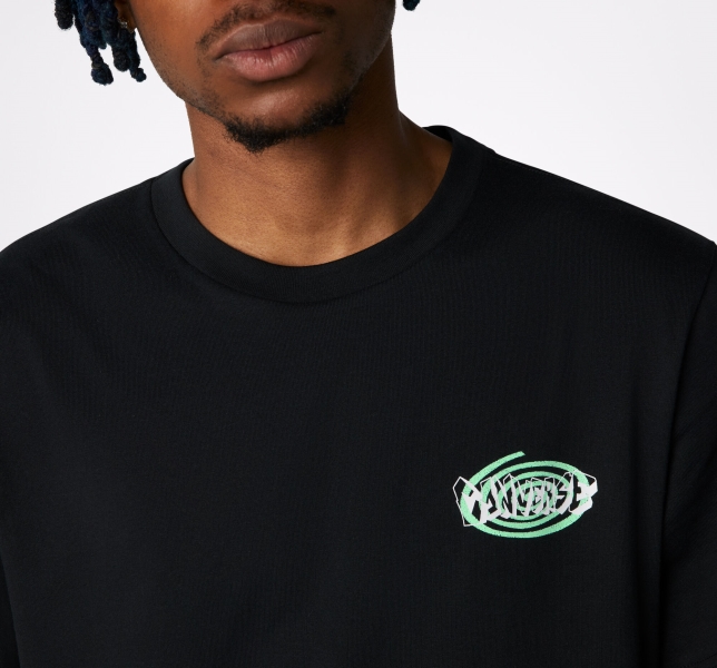 Men's Converse Sticker Graphic T Shirts Black | 601-HJQKIU