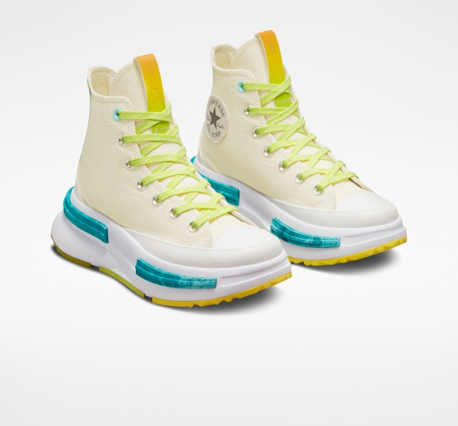 Women's Converse Run Star Legacy CX Mi Gente Mi Alegria High Tops Beige / Lemon / Light Turquoise | 904-ITPNFC