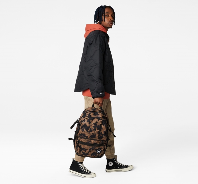 Women's Converse Patterned Straight Edge Bags & Backpacks Camo / Black | 493-SYQMXU