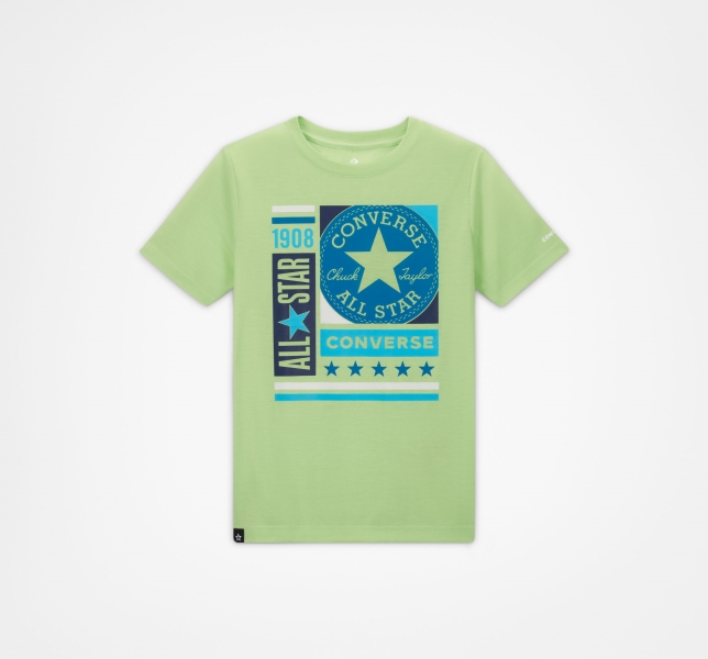 Kids' Converse All Star Logo Graphic T Shirts Light Green | 285-SUKMCA