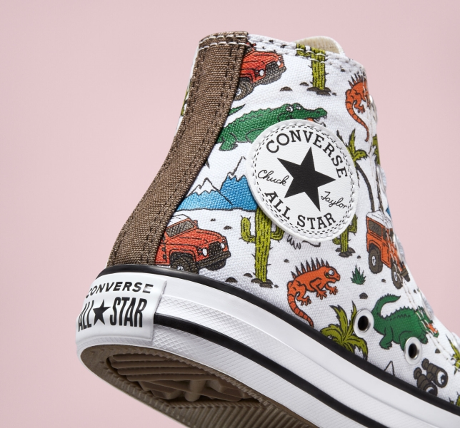 Kids' Converse Chuck Taylor All Star Desert Explorer Canvas Shoes White / Green | 794-AOINJY