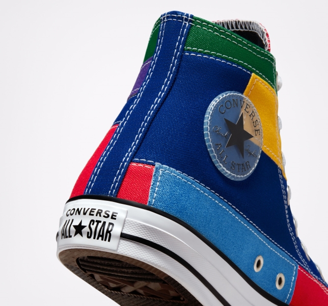 Men's Converse Chuck Taylor All Star Patchwork Canvas Shoes Red / Blue | 420-YOXFGQ