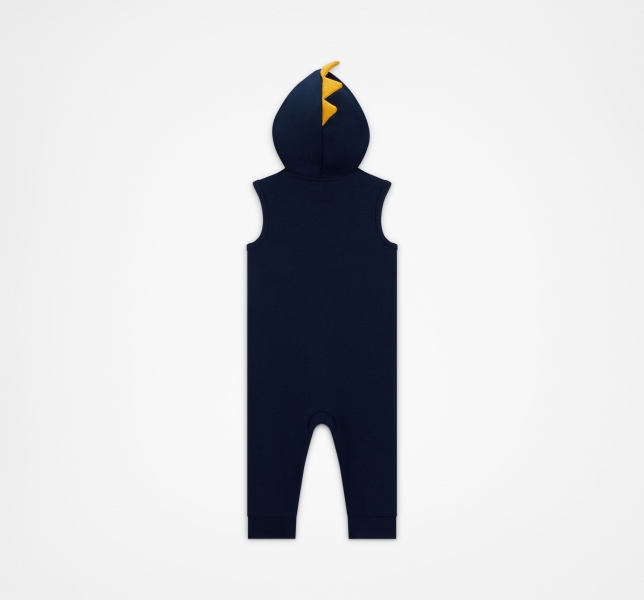 Kids' Converse Dino Explorer Hooded Coverall Bodysuit Navy | 052-YHZPBV