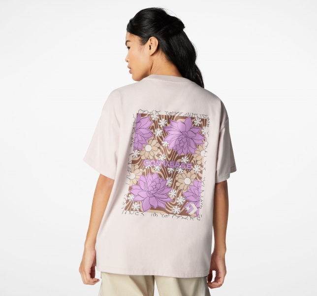 Women's Converse Desert Rave Oversized Art T Shirts Rose | 351-TNSAUK