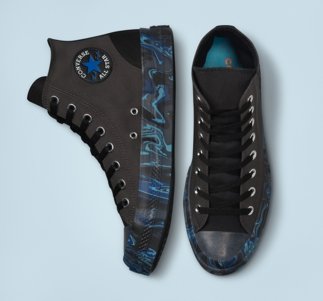 Women's Converse Chuck Taylor All Star CX Marbled Canvas Shoes Black / Royal | 265-SLAQMJ